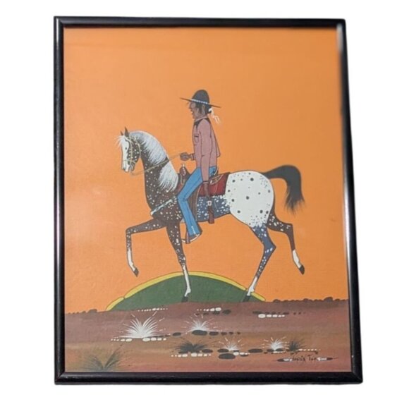 Native American Cowboy Horse Art Print Signed by Artist Justin Tso Navajo Dine - Picture 9 of 16